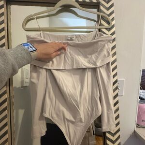 Express Off-Shoulder Bodysuit in Cream